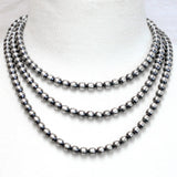 Traditional Sterling Silver Antiqued Beaded Navajo Necklace