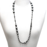 Traditional Sterling Silver Antiqued Beaded Navajo Necklace