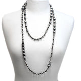Traditional Sterling Silver Antiqued Beaded Navajo Necklace