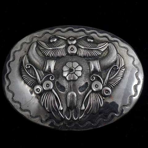 Sterling Silver Belt Buckle and Leather Bolo Set