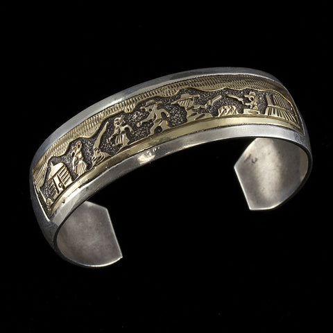 TSK Cuff Bracelet - Sterling Silver and Gold