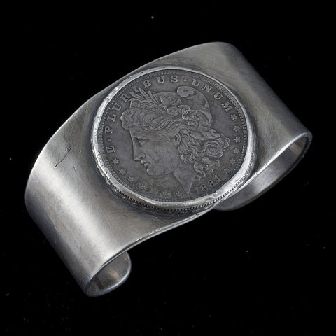 Silver Coin Cuff Bracelet - Sterling Silver