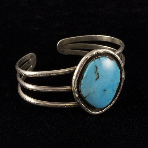 Turquoise Cuff Bracelet - Sterling Silver