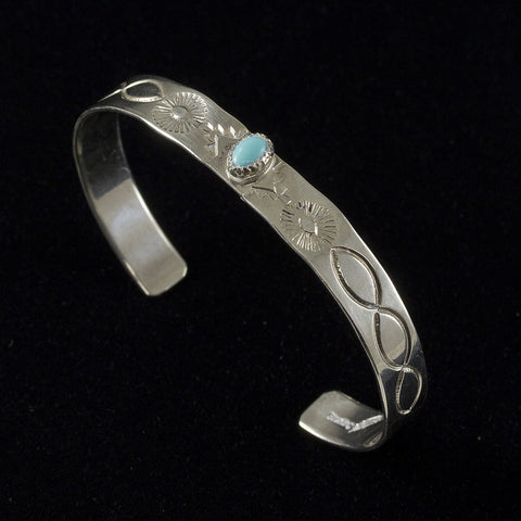 Turquoise Cuff Bracelet - Sterling Silver