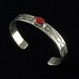 Child's Red Coral Cuff Bracelet - Sterling Silver