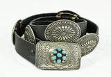 Navajo Sterling Silver & Turquoise 55" 6 Concho Belt