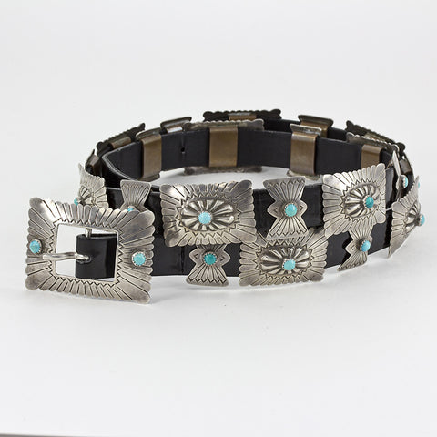 Nice Sterling Silver and Turquoise 37" Concho Belt