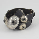 Black Onyx Sterling Silver and Black Leather 42" Concho Belt
