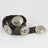 Classy Sterling Silver and Turquoise 47" Concho Belt