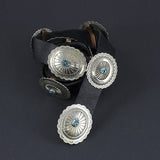 Classy Sterling Silver and Turquoise 47" Concho Belt