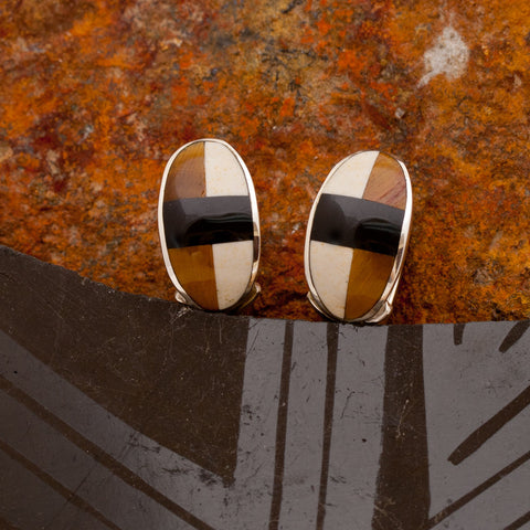 David Rosales Kayenta Inlaid Sterling Silver Huggie Earrings