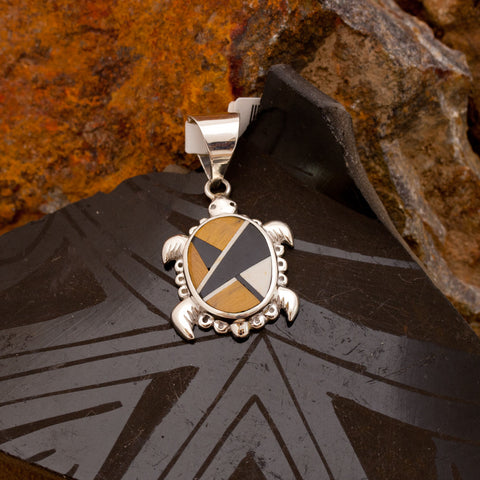 Inlaid Sterling Silver Turtle