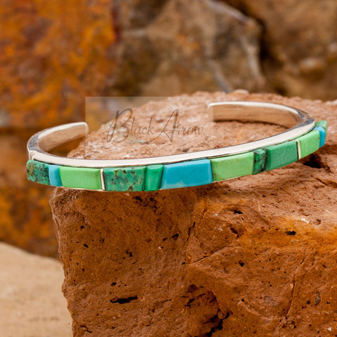 David Rosales Pinehill Cobble Fit Inlaid Sterling Silver Bracelet