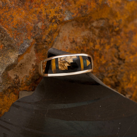 David Rosales Native Earth Gradual Inlaid Sterling Silver Ring