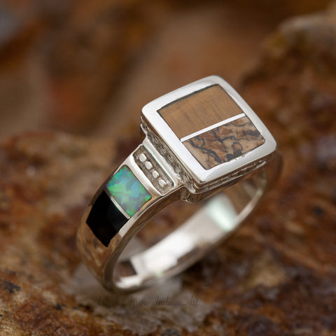 David Rosales Native Lite Inlaid Sterling Silver Ring