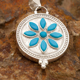 David Rosales Shalako Inlaid Sterling Silver Two-Sided Pendant