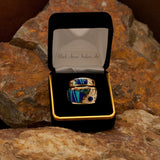 David Rosales Couples' Set Blue Mountain Inlaid 14K Gold Rings