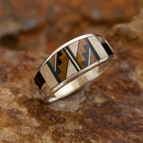 David Rosales Kayenta Marcel Inlaid Sterling Silver Ring