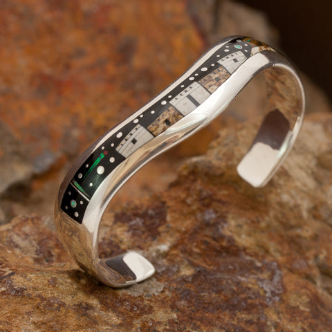 David Rosales Native Lite Inlaid Sterling Silver Cuff Bracelet