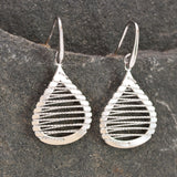 Small Sterling Silver and Rhodium Teardrop Wire Earrings