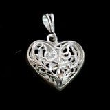 Sterling Silver and Rhodium Plated Heart