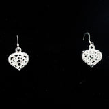 Sterling Silver and Rhodium Intricate Heart Earrings