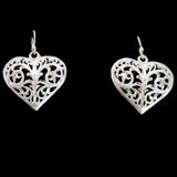 Medium Sterling Silver and Rhodium Intricate Heart Earrings