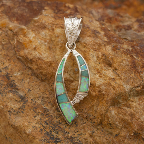 David Rosales Inlaid Amazing Light Portrait Sterling Silver Pendant