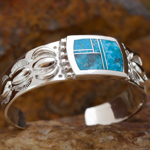 David Rosales Kingman Turquoise and Sterling Silver Bracelet