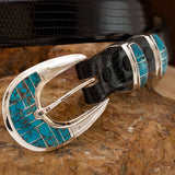 Supersmith Handcrafted Chinese Turquoise 1" Inlaid Ranger Belt Buckle