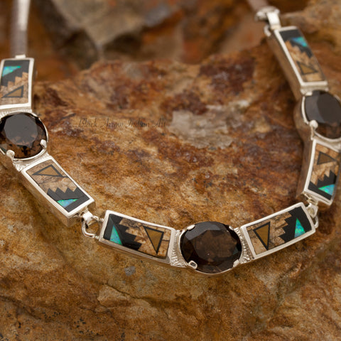 David Rosales Native Lite Smoky Topaz Inlaid Sterling Silver Necklace