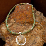 Square Boulder Turquoise Pendant with Boulder Beaded Necklace