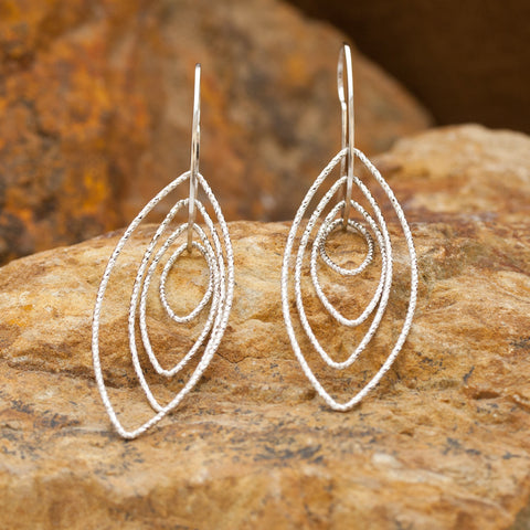 Ellipse Sterling Silver and Rhodium Multiple Dimension Earrings