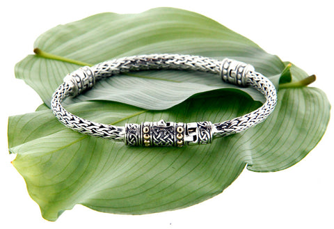 Keith Jack Sterling Silver & 18k Dragon Weave Bracelet w/ Eternity Clasp