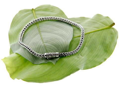 Keith Jack Sterling Silver Dragon Weave Round Bracelet w/ Clasp