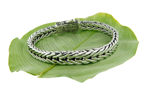 Keith Jack Sterling Silver Dragon Weave Graduated Bracelet w/ Eternity Clasp