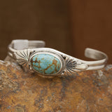 Oval Number 8 Turquoise Sterling Silver Bracelet
