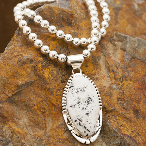 White Buffalo Pendant with Beaded Necklace