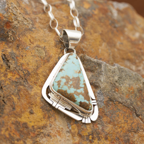 Triangular Number 8 Turquoise Sterling Silver Pendant