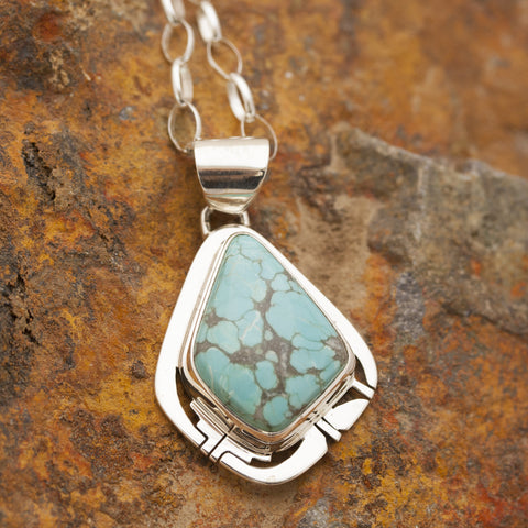 Number 8 Turquoise Sterling Silver Pendant
