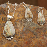 Boulder Turquoise Necklace and Tear Shaped Earrings set
