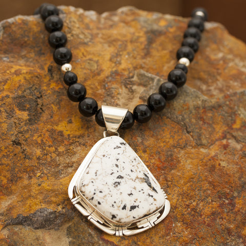 White Buffalo Pendant with Beaded Necklace