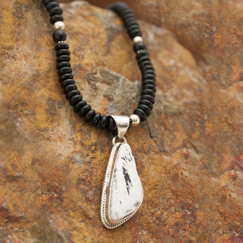 White Buffalo Pendant with Beaded Necklace
