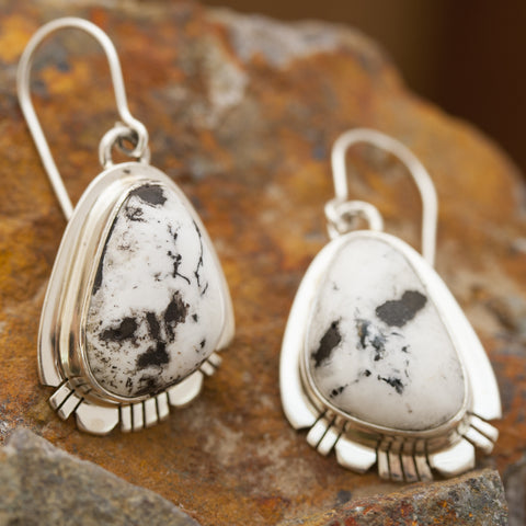 White Buffalo Fan Earrings
