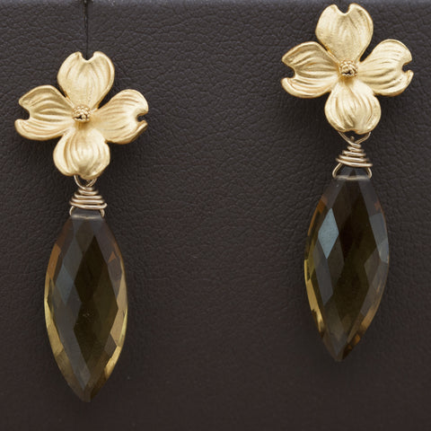 Rebecca Hook Small Dogwood Gold Plate Earrings